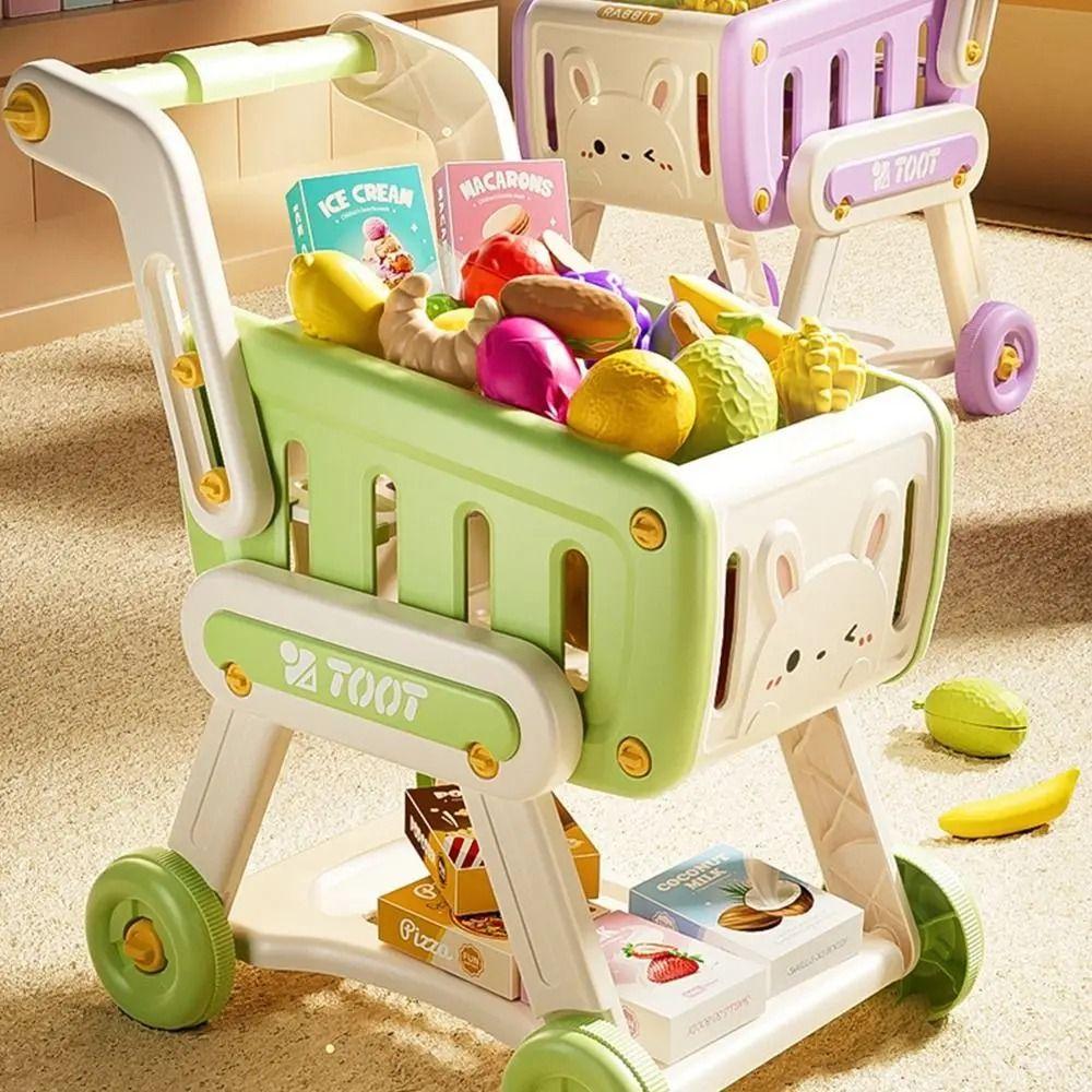 32PCS/Set Supermarket Trolley Toy Simulation Pretend Shopping Playset Toy  Indoor Play