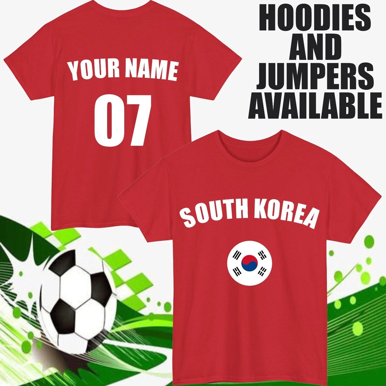 Personalised South Korea Football T-T-Shirt Custom Name Number Sports Lover Top 3XL