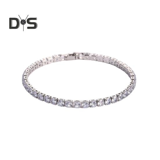 

Женский браслет в стиле хип-хоп с кубическим цирконием, полированной медью, простой стиль, браслет на запястье, для банкета, свадьбы, вечеринки, ювелирные изделия белый