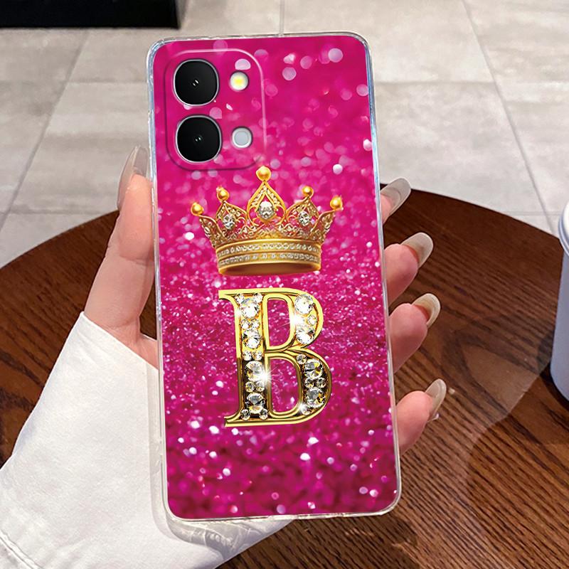 

Letter Crown Pattern Couple Phone Case For Vivo Y500i 5G/Y31D/iQOO Z11x/Y51 Pro 5G Transparent TPU Shockproof Soft Casing Vivo Y500i 5G