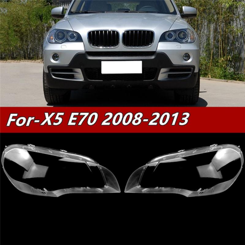 Car Front Headlight Cover Lampshades Lamp Shell Headlights Lens Cover For BMW X5 E70 2008-2013