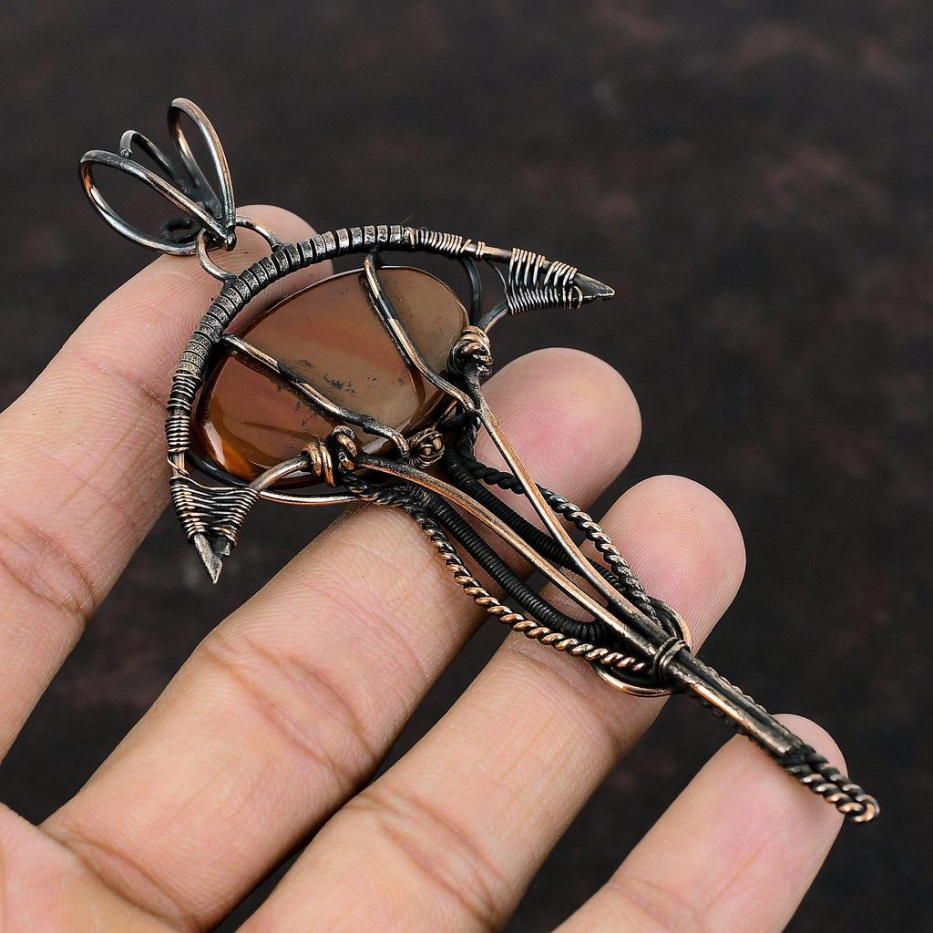 Red Jasper Pendant Copper Wire Wrapped Pendant Handmade Pendant Natural Gemstone Jewelry Brand New Pendant Copper Wire Jewelry Wedding Gift