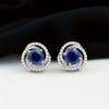 Gorgeous Synthetic Blue Cubic Zircon Stud Earrings Temperament Earrings Wedding Engagement  Jewelry for Women