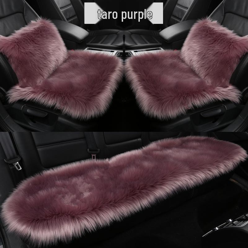 Winter Plush Imitation Wool Car Seat Cushion Set: Non-Slip, Thickened, No Backrest, 3-Piece.