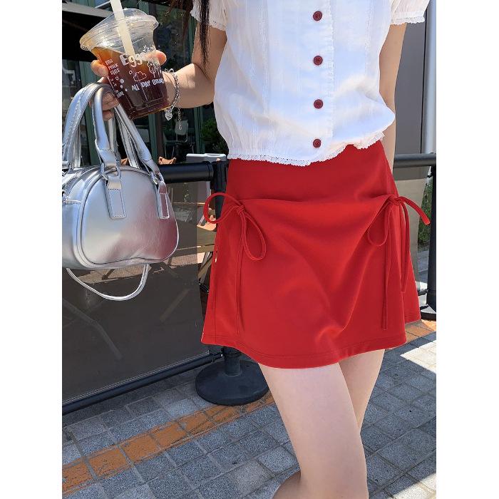 

2025 Summer Trend: Women s Red A-Line Bow Skirt - Sweet & Spicy Design Small красный