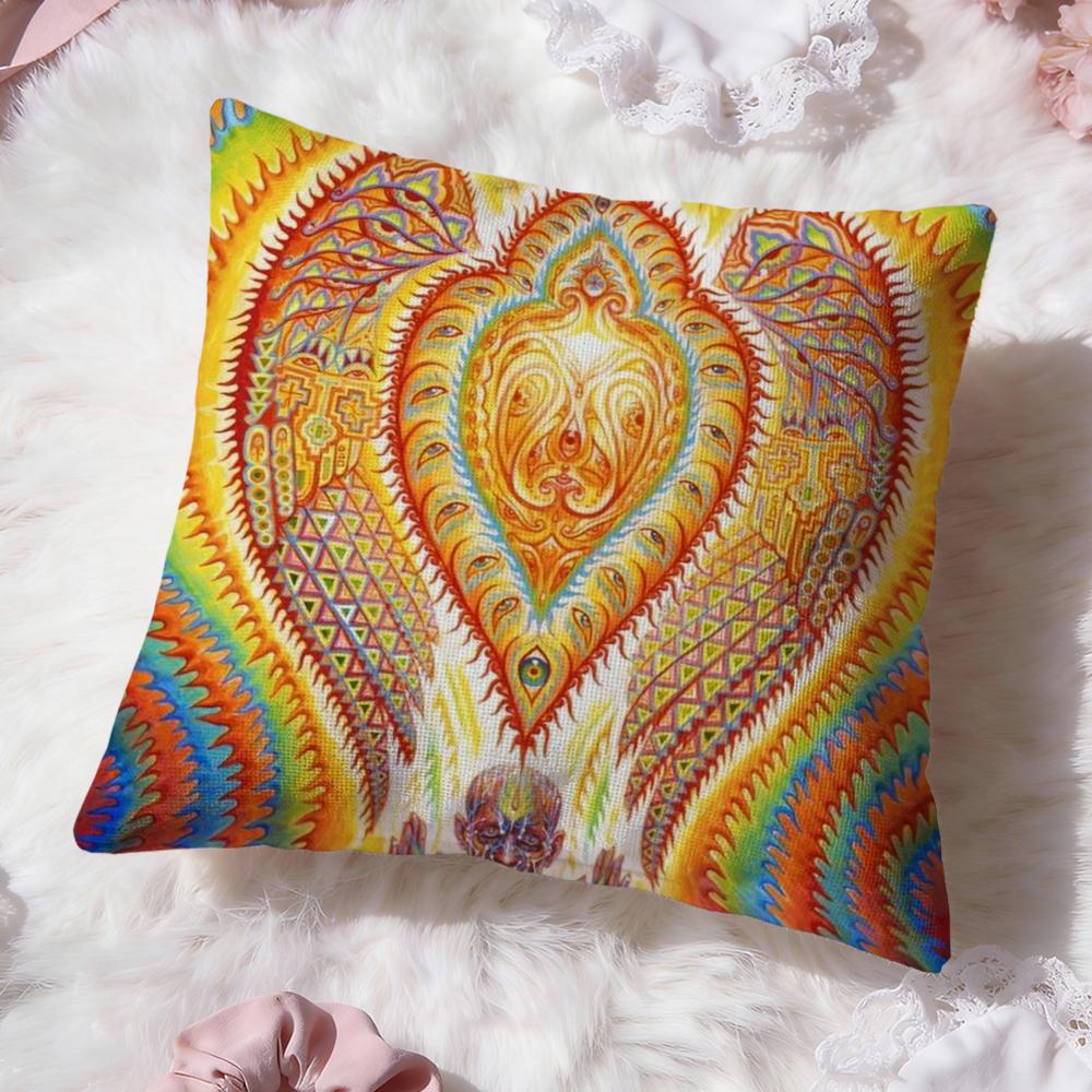 Alex Grey Trippy Psychedelic Cushion Cover Premium Comfort Reversible Pillow Cove -Two In One Design for Any Room & Car Interior