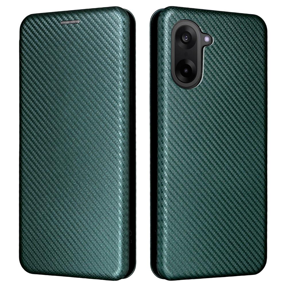 

For OnePlus Ace 5 Racing 5G/Nord CE5 5G Case Carbon Fiber Texture Drop-Proof PU Leather Phone Cover Green