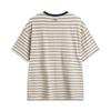 Li Ning Sports Lifestyle Series Striped Letter Round Neck Breathable Versatile Short Sleeve T-Shirt Unisex Tops Sand-Khaki AHSV281-4