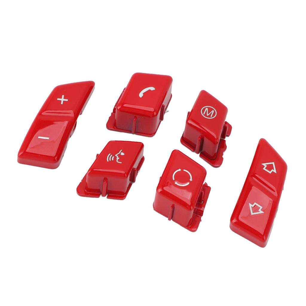 6PCS Steering Wheel Control Button Sporty Decorative Interior Steering Wheel Buttons Set Replacement for 1 3 Series E90 E92 E93 M3 E81 E82 E87 E88 Red