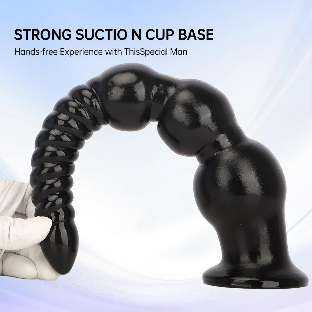 34cm Black PVC Dildo Butt Plug Masturbator Anal Dilator Strap on Cock Realistic Penis Sex Toy