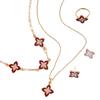 Lucky Four-leaf Clover Simple Necklace Versatile Jewelry Luxury Ring Earrings Bracelet Clavicle Chain Set