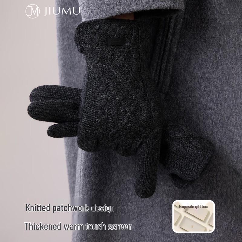 JIUMU Men s Winter Cycling Wool Touchscreen Gloves