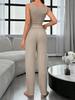 2025 Women's Sleeveless Camisole & High-Waist Long Pants Pajama Set - Breathable Knit