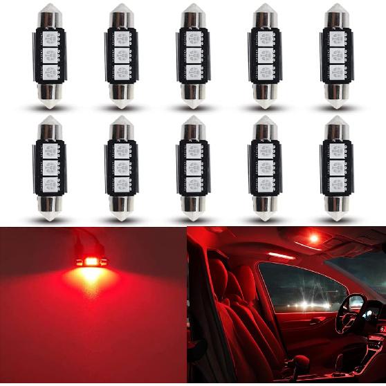9-30V Extremely Bright 6411 6418 C5W Festoon LED Bulbs Error Free 1.5" 36mm for Interior Map Dome Lights and License Plate Courtesy Door Lights, Pure