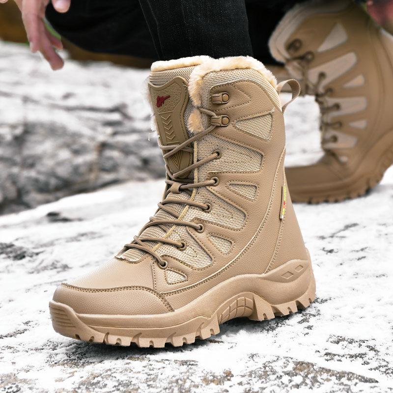 Winter outdoor snow boots high top velvet thickened waterproof non-slip warm cotton shoes couple snowshoes