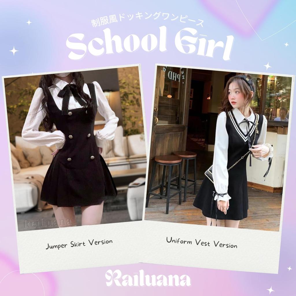 Flared Skirt Dress with and Mini Dress with a Slimming and Sexy Bodycon Dress for Dates and Casual Wear [ReiLuana] Women's Uniform-Style Ribbon,