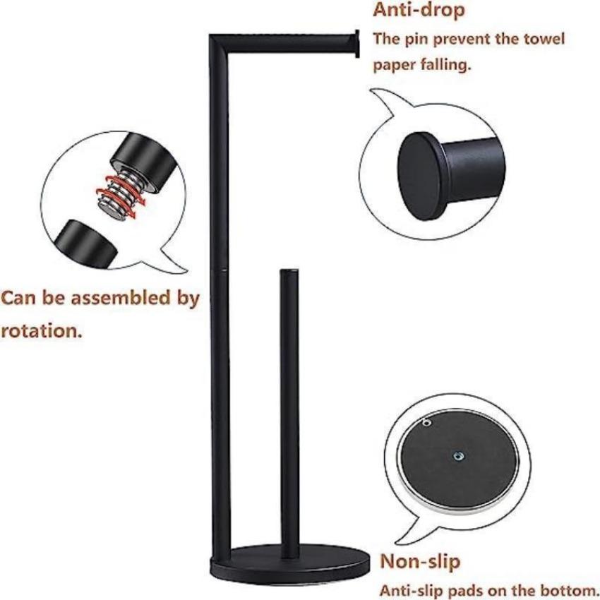 1 Pcs Standing Paper Towel Holder Floor Standing Toilet Paper Holder Stainless Steel Paper Roll Holder Storage Rack Bathroom