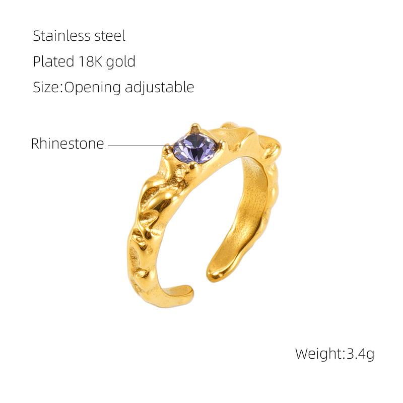 Bague ouverte 2026 Pierre Lumineuse Bague Zirconium Rétro 18K pour Femme