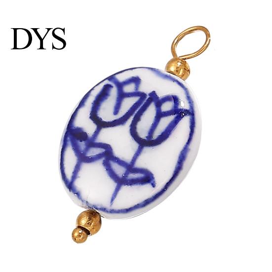 Versatile Jewelry Charm Handmade Ceramic Necklace Pendant, Star Fish Flower Charms with Golden Plated Pendant Findings, Ocean Theme for DIY