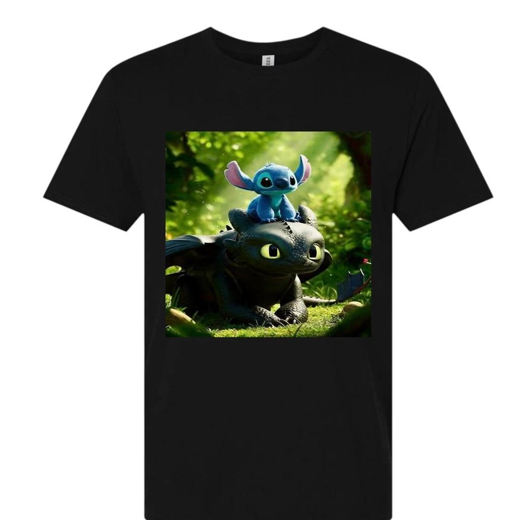 Stitch and Toothless T-Shirt Lelo and Stitch How to Train Your Dragon Shirt 4XL