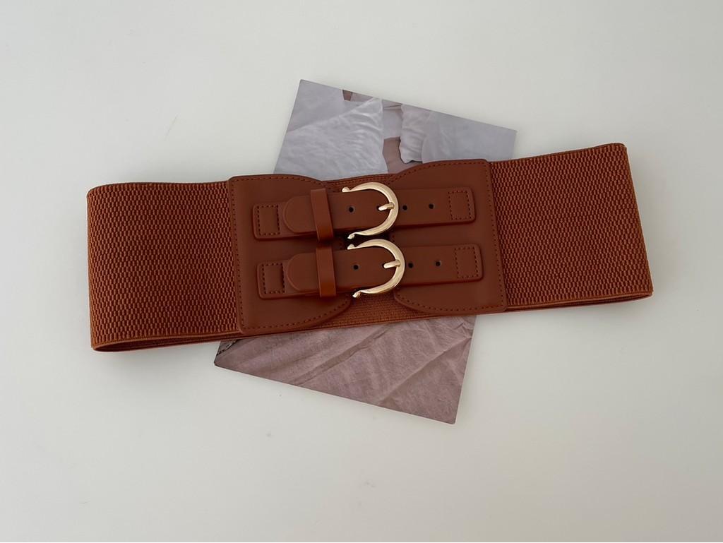 Black Sophisticated Wide Waist Belt For Women With Alloy Buckle Ideal For Dresses Jackets And Sweaters