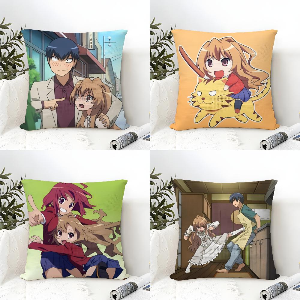 Anime TToradora Pillow Case Cotton Linen Fabric Square Zipper Pillowcase Home Decorative Living Room