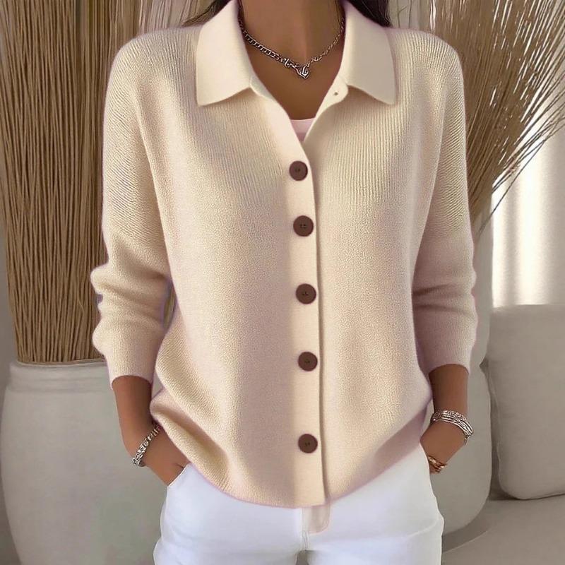 2025 Knitted Cardigan Button Women's Sweater Jacket Autumn and Winter New Solid Color Casual Fashion Women's Clothing
