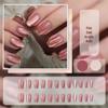 Cat Eye Press-On Nails: Luxurious Nail Art Tips with Stone Glass Beads In Long & Short Whitening Styles