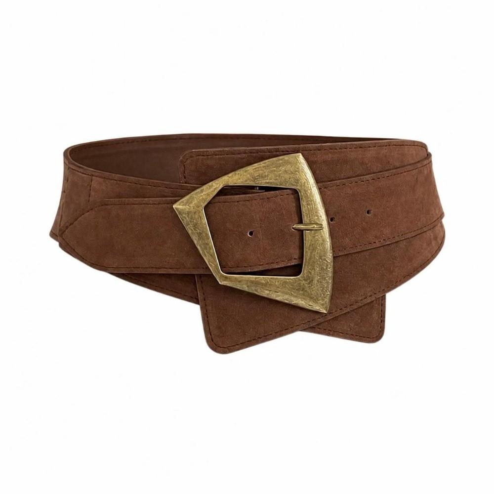 Retro Wide Waist Belt Metal Buckle Wide Waistband Elegant Waist Cincher For Coats Jeans