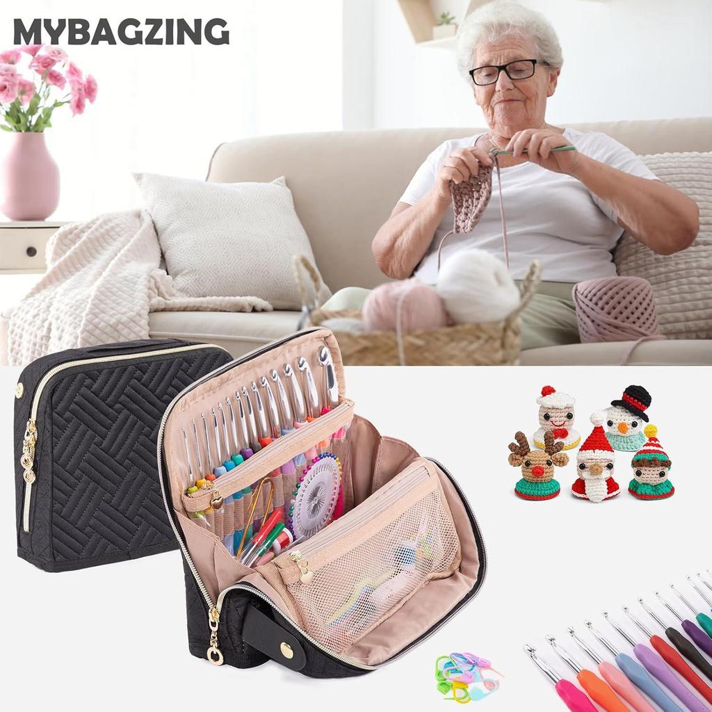 Quilted Crochet Yarn & Tool Storage Handbag DIY Needle Set
