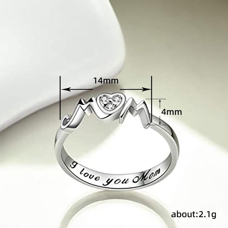Huitan Heart Shaped Mother's Day Women Ring Gift for Mom Elegant Charming Party Accessories Inlaid Shining CZ Fashion Jewelry