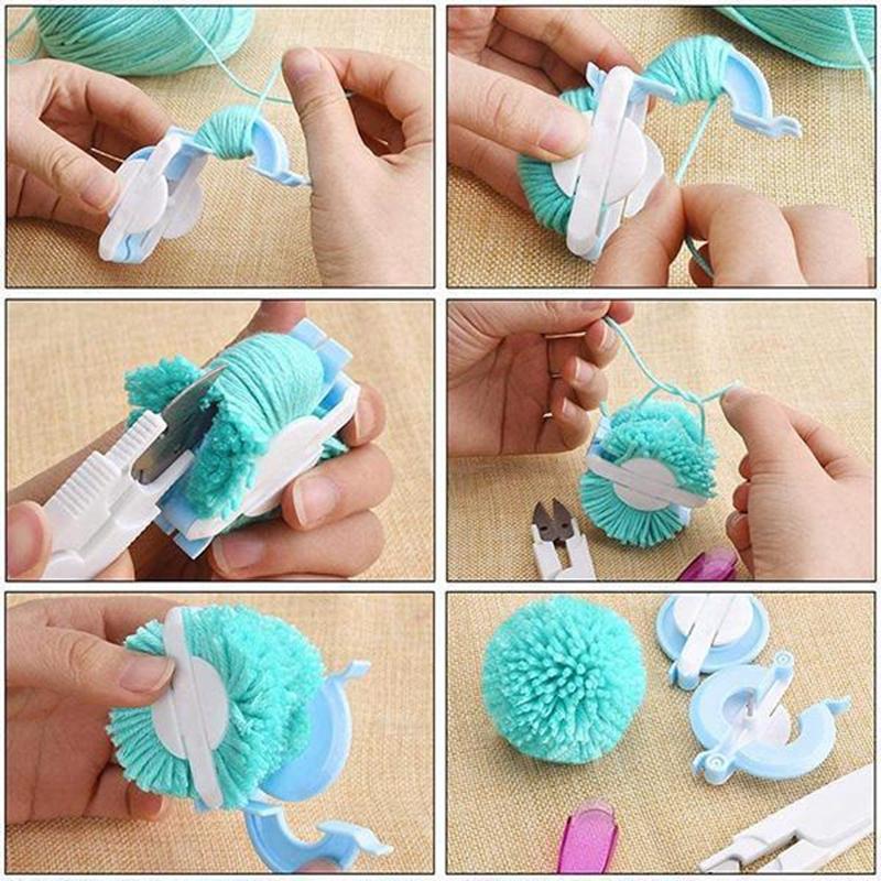 4 Teile/satz Pompom Maker DIY Stricken Webstuhl Kit Fluff Ball Weaver Nadel Handwerk Pom Herstellung Haar Ball Maschine DIY Herstellung Spielzeug