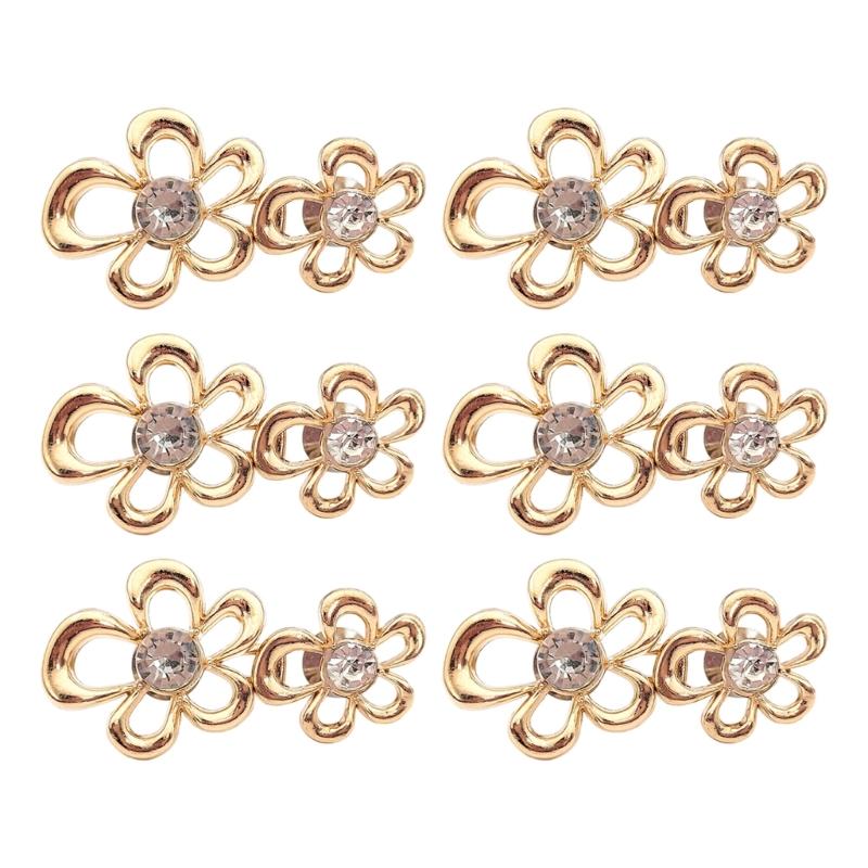 6Pcs Elegant Flower Waist Tightening Button For Jeans Pants Waist Fastener Clip Waist Cincher for Waist Adjustment
