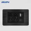 DELEFU Brazilian Model 118 Type 10A/20A Stainless Steel Black Durable PC USB Socket with Type-C 20W Fast Charging
