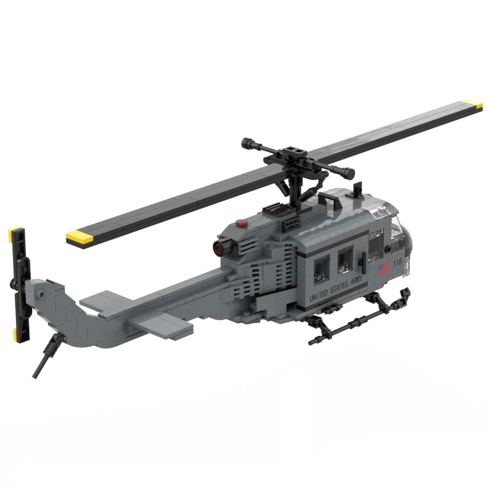UH-1D Multipurpose Utility Helicopter Brick Model Toy Building Blocks Set Army Military Weapons UH1D Kit with 3 Soldiers