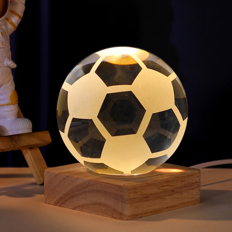 Crystal Ball Night Light - Football & Basketball Theme Desktop Ornament, Perfect Birthday Gift for Boyfriend