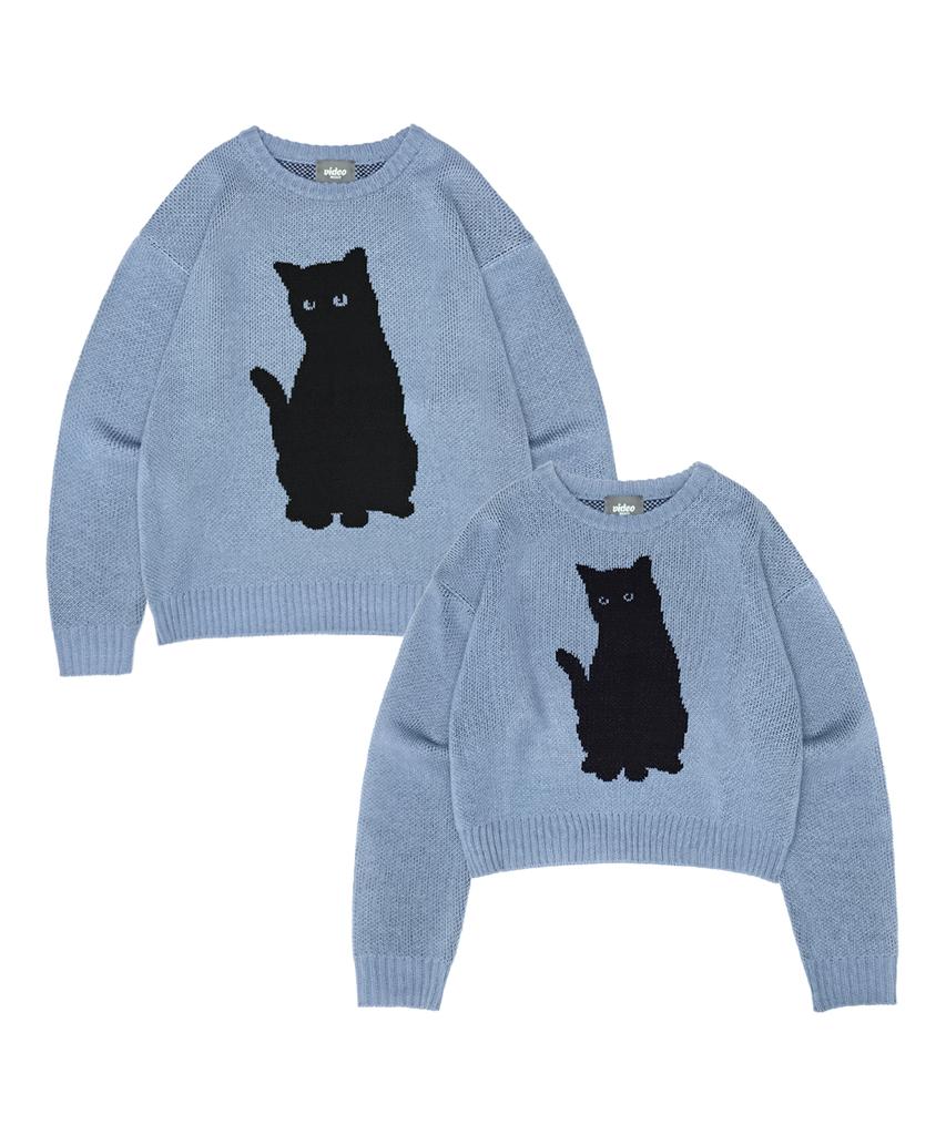 VIDEO JOCKEY Black Cat Knit Sweater [4 Colors]