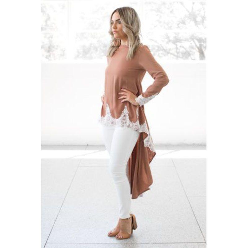 Womens Long Sleeve Lace Ruffles Asymmetrical Casual Tops Shirt Blouse Mini Dress Perfect For Every Occasion And Season