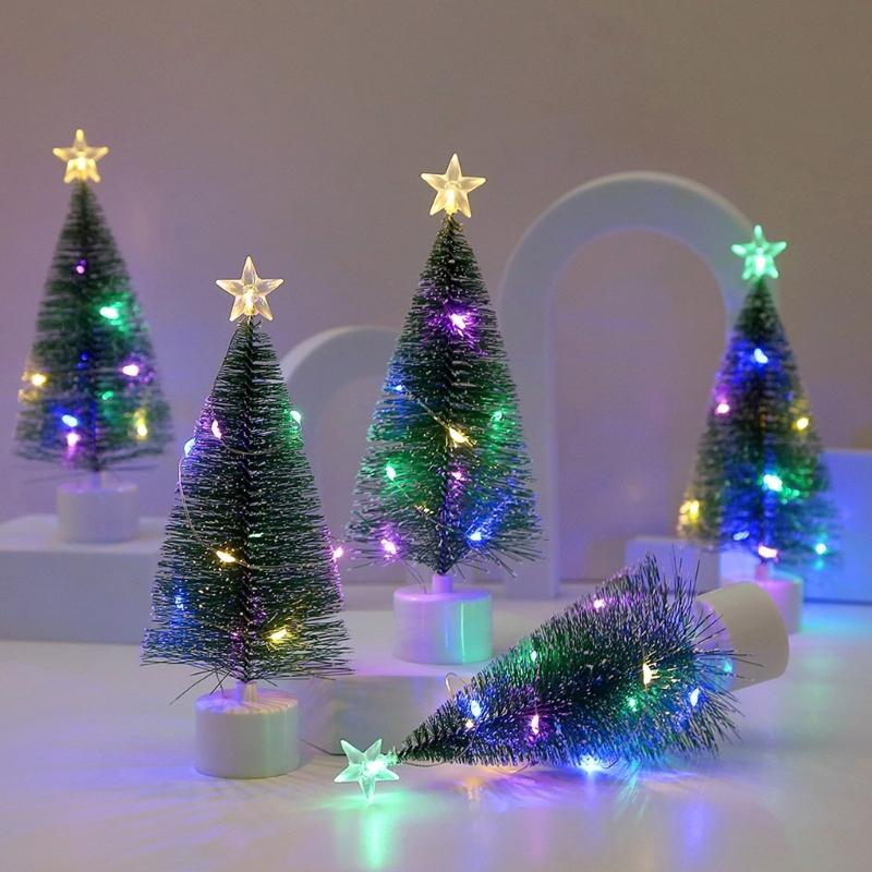 Tabletop Christmas Tree Mini Artificial Christmas Tree with LED Multicolor String Lights for Holiday Home School Office