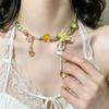 Sweet little fresh flower beaded necklace women's summer fashion atmosphere clavicle chain light luxury unique prosperous neck chain