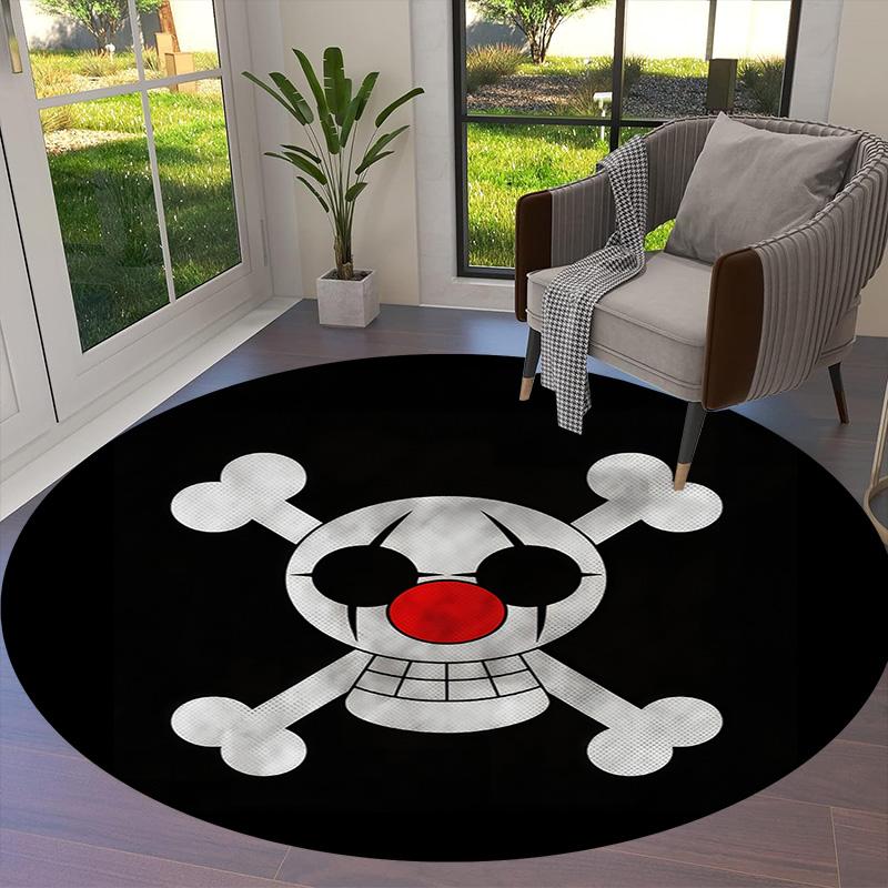 One Piece Logo Round Area Rug Carpet Rug For Living Room Bedroom Sofa Playroom Decor Nonslip Floor Mat