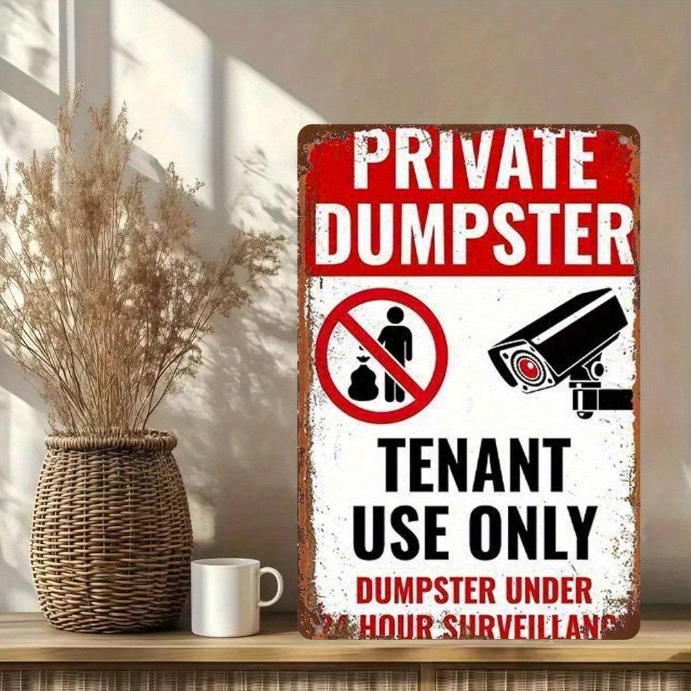 Enamel Metal Sign Private Property Warning No Trespassing Sign Dumpster Surveillance Sign for Tenants