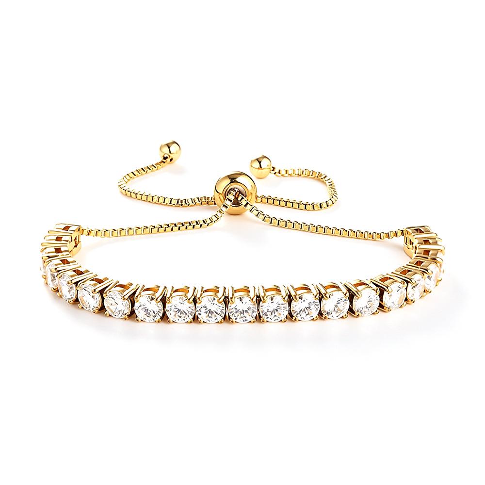 Elegant 4mm Zircon Women's Adjustable Stainless Steel Bracelet
