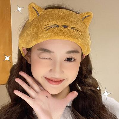 Cute Amy Cat Coral Fleece Hair Band, Cat Ears Face Wash Headband, Makeup Face Wash Headband