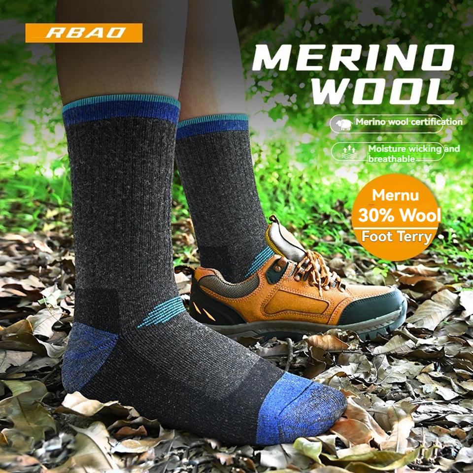 Getinfit 1Pair Merino Wool Sport Socks Warm Fleece Breathable Shock-Absorb Mountain Climb Run Hike Ski Socks Anti-Wear Elasticit