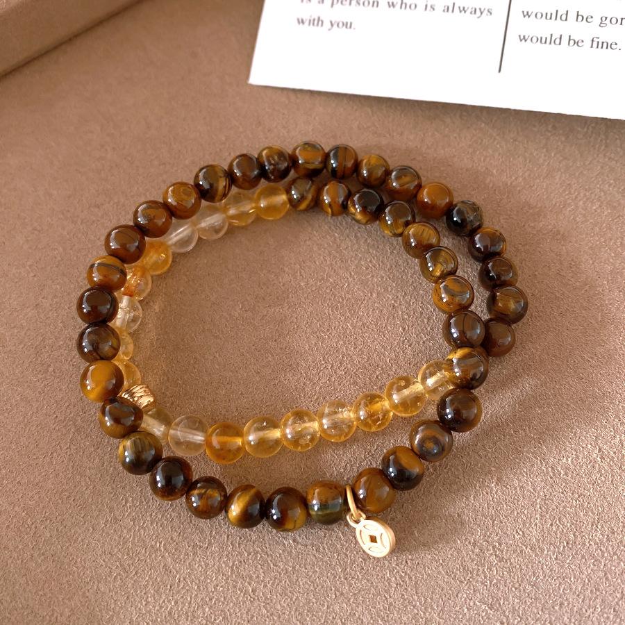 Vintage Maillard style geometric zircon tiger's eye stone beaded bracelet bracelet personalized jewelry