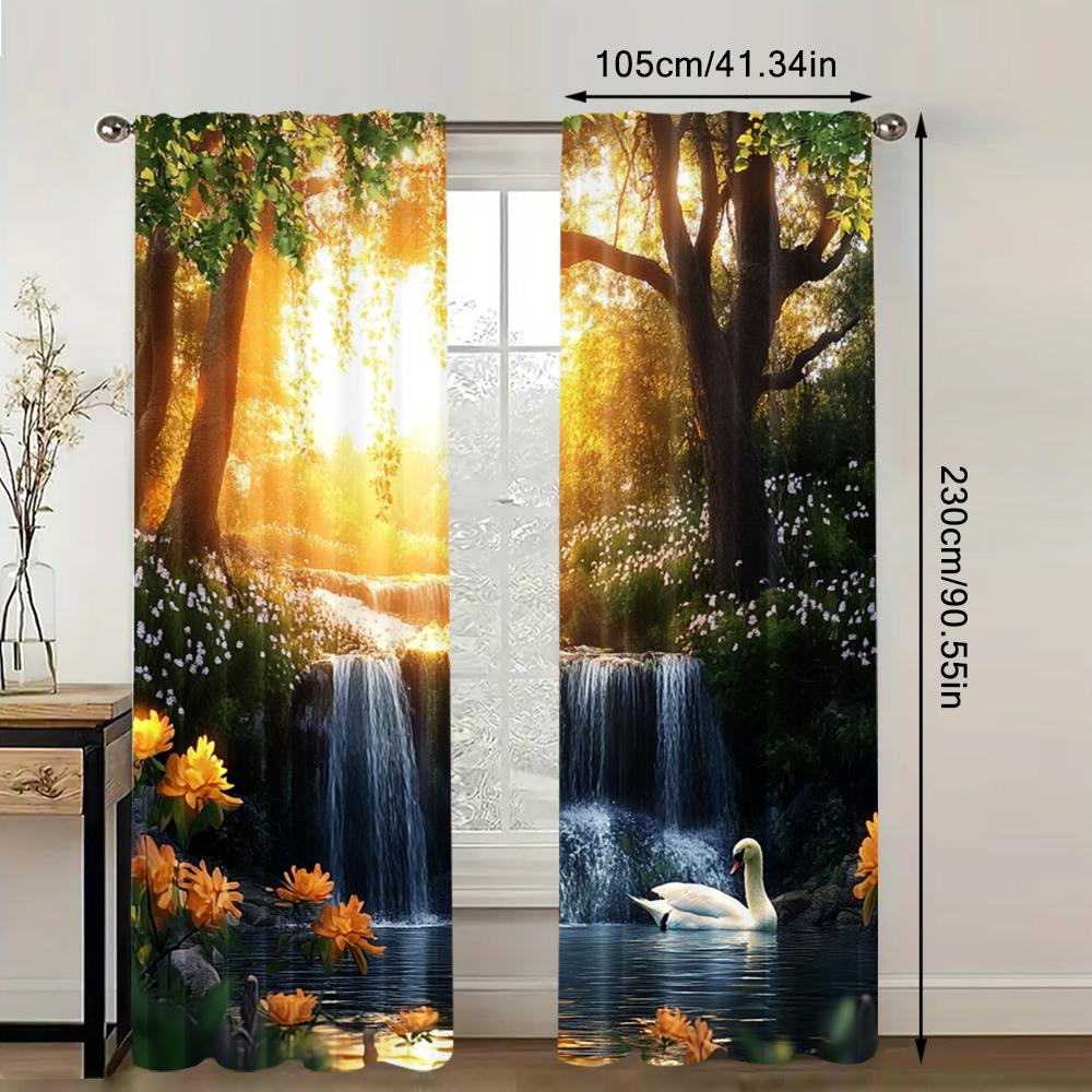2pc,  Drapes Nature Scenery Versatile Fabric,Without Electricity Family Party Decoration for Holiday Decorations