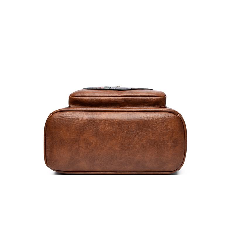 Printed Large Capacity Backpack Women's Retro PU Backpack