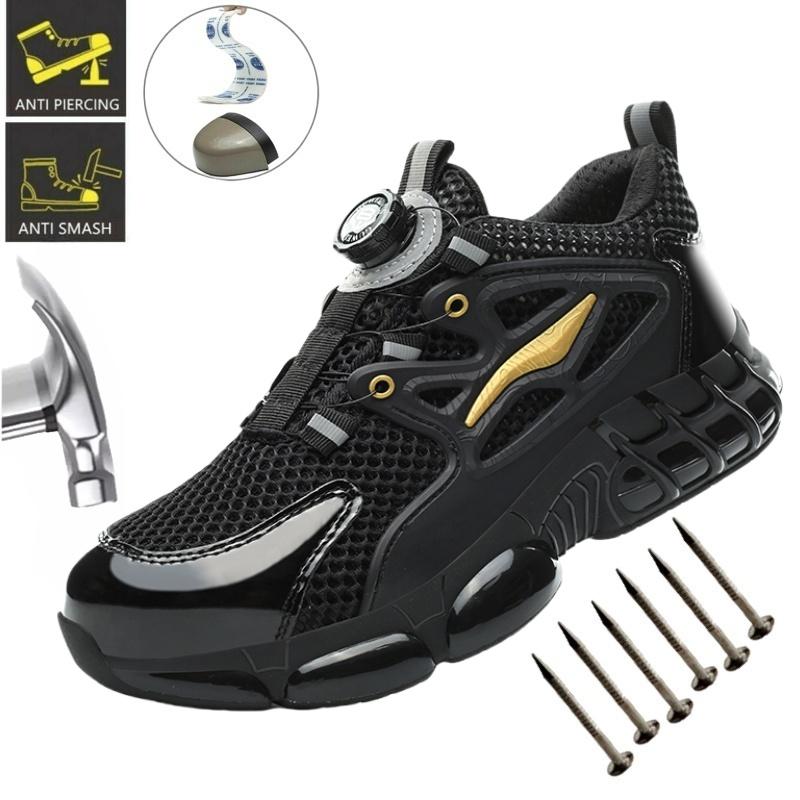 Rotating Button Safety Shoes Men Anti-smash Anti-puncture Work Shoes Fashion Men Safety Sport Shoes Security Protective Boots