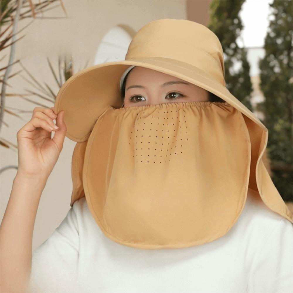 Adjustable Sunshade Shawl Cap Face Cover Picking Tea Hat Sun Hat Shawl Mask Hat  Women